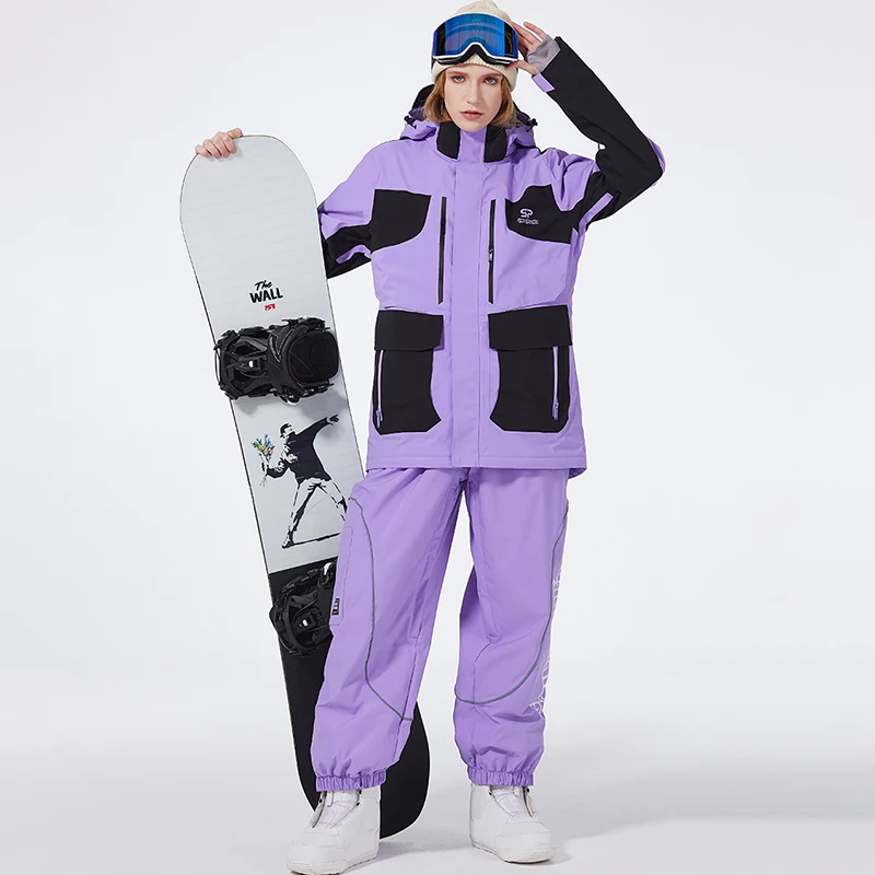 

Winter Hooded Jacket Pants Women Ski Suits Outdoor Sport Mountain Men Snow Sets Waterproof Alpine Male Snowboard Tracksuits