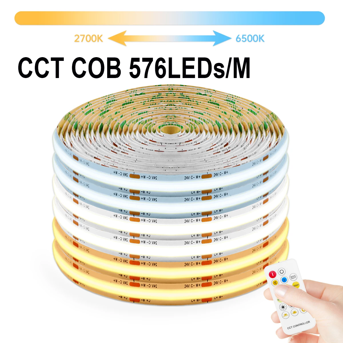 

Светодиодные ленты с регулируемой яркостью CCT COB Dual White 3000K-6500k Регулируемая светодиодная лента для украшения дома 110 В 220 В до 24 В постоянного тока
