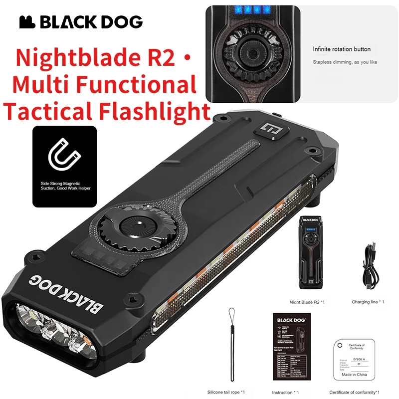 

BLACKDOG Night Blade R2- Многофункциональный тактический фонарик XPL Light Bead 1800 люмен Высокая световая эффективность авиационного класса