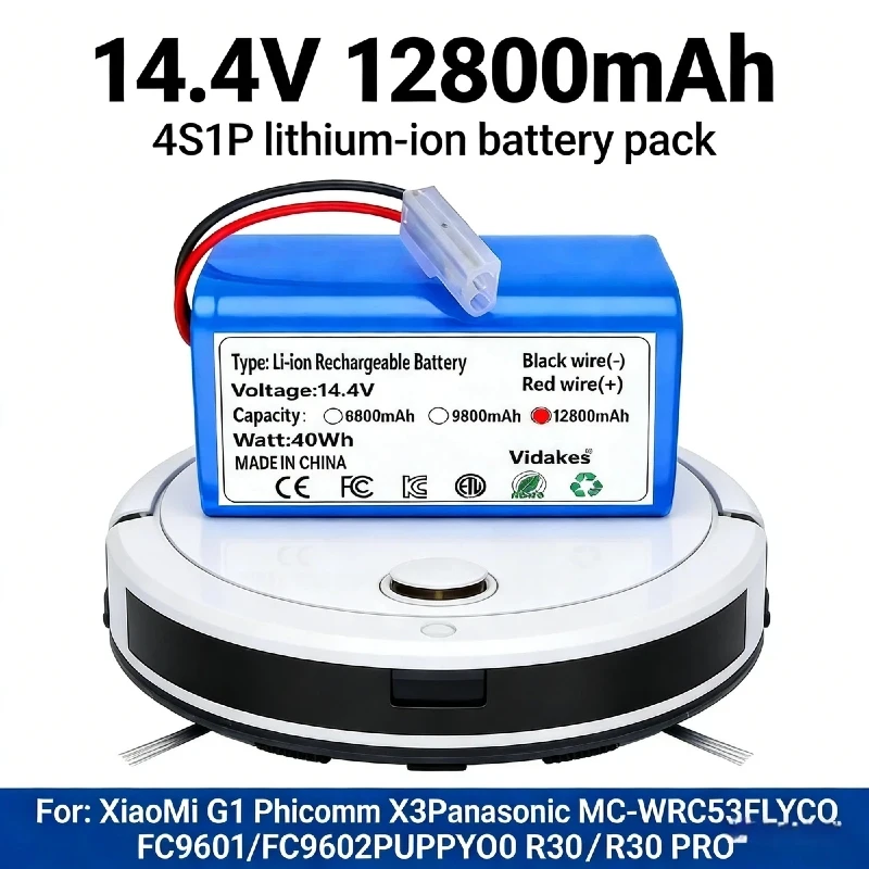 

6800mAh 14.4V Long Lasting Replacement Battery for Xiaomi Mi G1 Vacuum Cleaner High Capacity Backup Battery Spare Parts