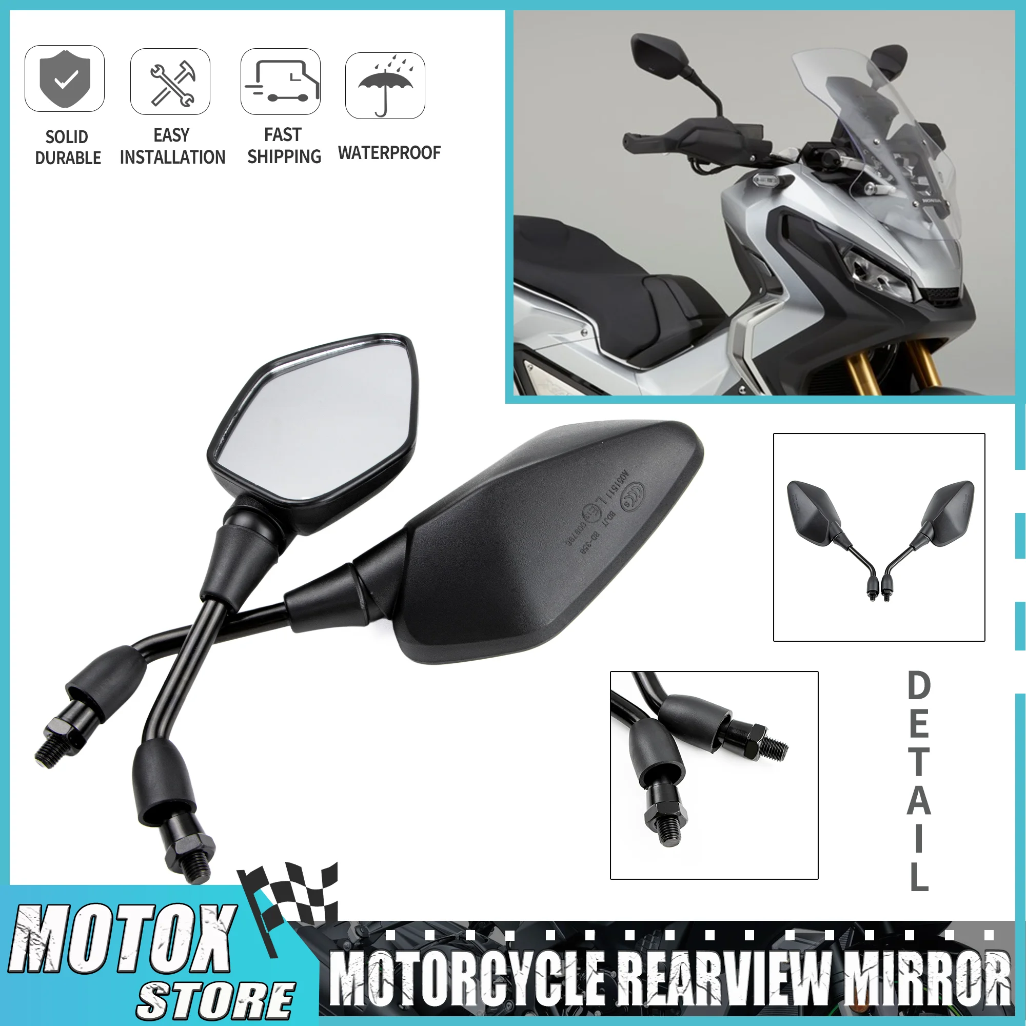 Fit for HONDA CRF250 L M R Rally CRF450L/RL CB500 F X CB1000R  Motorcycle Rear View side Mirrors Rearview Mirror 2013-2018