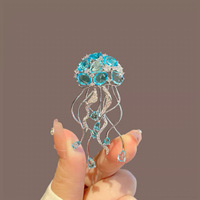 Rhinestone Sparkling Jellyfish Brooches for Women Unisex Jellyfish Pins Office Party Friend Gifts Jewelry Accessories