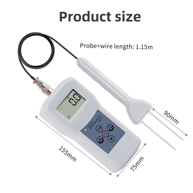 Yarn Moisture Meter Wool Silk Woollen Textile Materials Humidity Tester LCD Digital Display Cotton Hygrometer