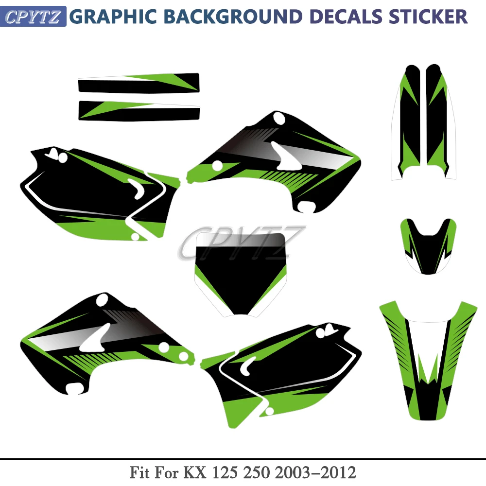 Fit For KX125 KX250 KX 125 250 2003 2004 2005 2006 2007 2008 2009 2010 2011 2012 Graphics Decals Stickers Background