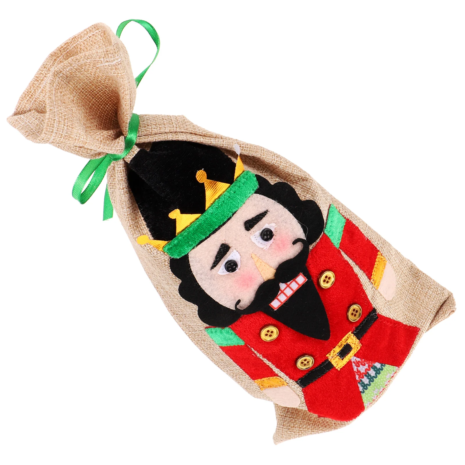 

Nutcracker Bottle Cover Set Imitation Linen Velvet Washable Christmas Protector Packaging Bag Home Hotels Wineries Festive