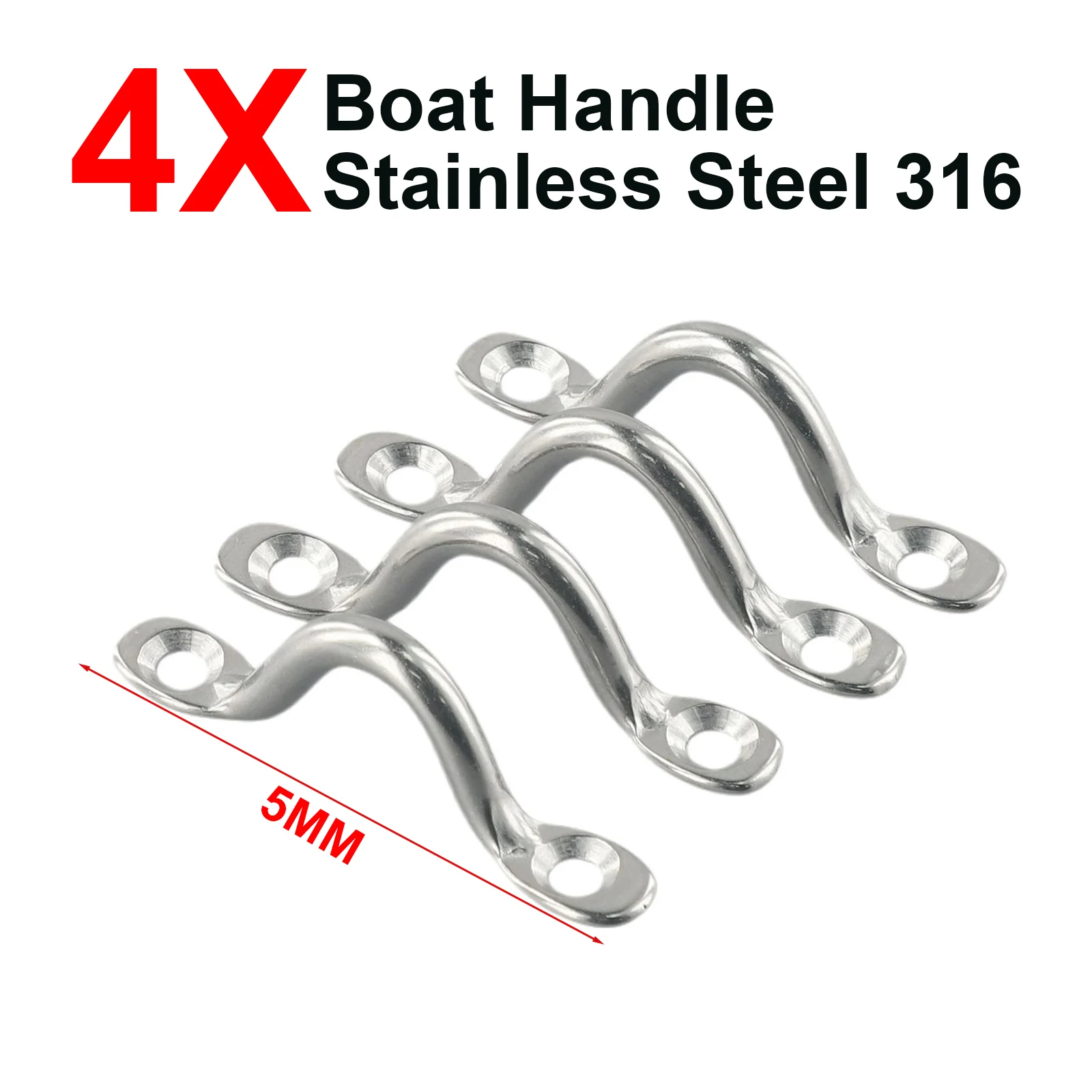 4x Wires Eye Straps 5mm Stainless Steel Wire Eye Strap Boat Marine Tie Down Fender Hook Canopy Engines Handle