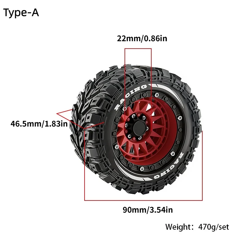 1/14 1/16 RC Monster Truck High Grip Big Tires Wheels for Traxxas SUMMIT LaTrax MJX Hyper Go Arrma Kraton Upgrade Parts