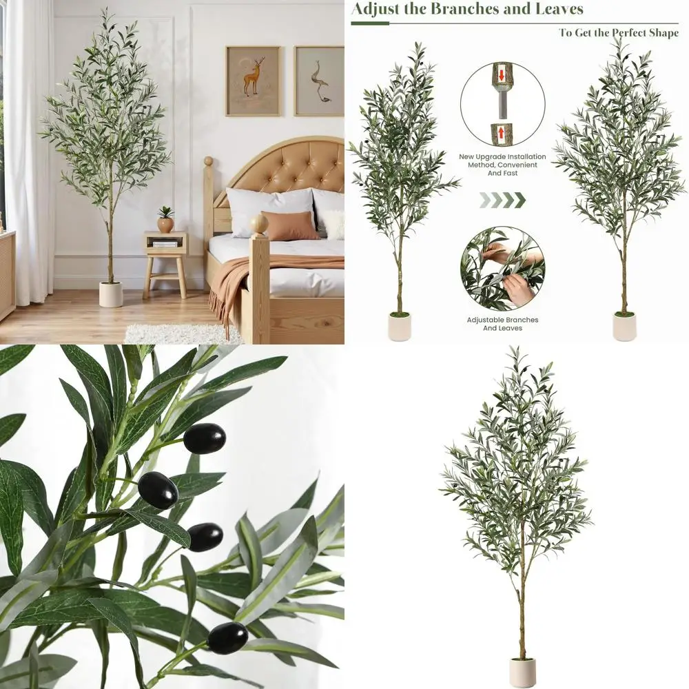 

Искусственные оливковые деревья высотой 6 футов с реалистичными плодами, комнатные растения в белых кашпо для дома или офиса, для гостиной