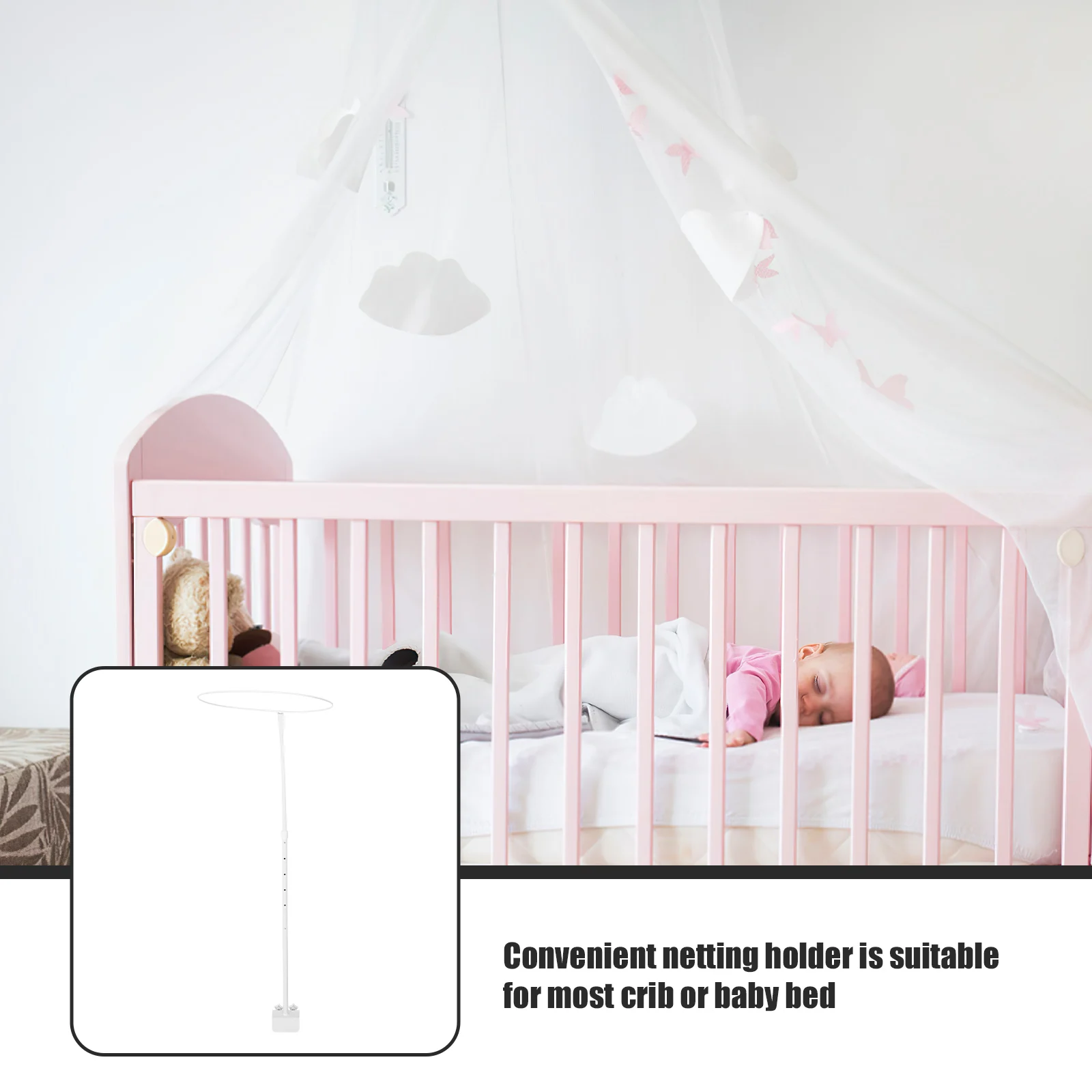 

Mosquito Net Holder for Crib Baby Bed Canopy Metal Bracket White Color Infant Mosquito Net Stand Newborn Baby Stuff crib canopy