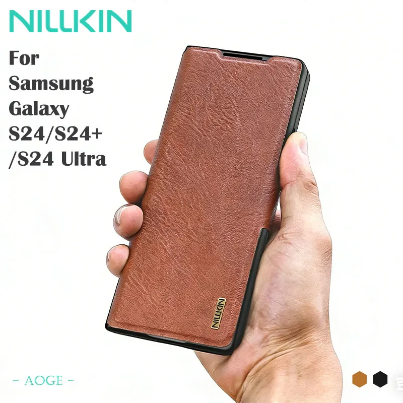 For Samsung Z Fold 7 5G Leather Case, NILLKIN Aoge Business Edition, Clamshell Design + Stand Function, Elastic S-Pen Holder