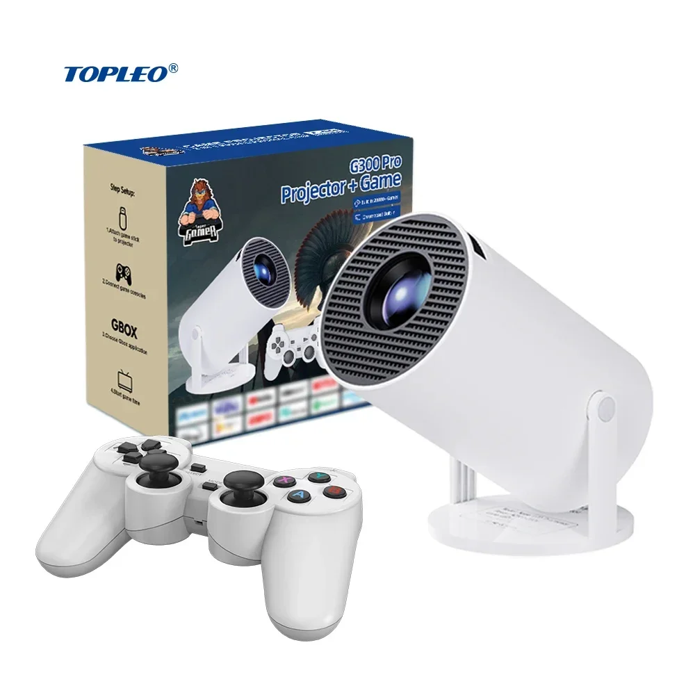 Topleo Mini Projector Hy300 Pro Game Children Kids Game Console Smart Projector Portable Video Android Home Proyectores 4k