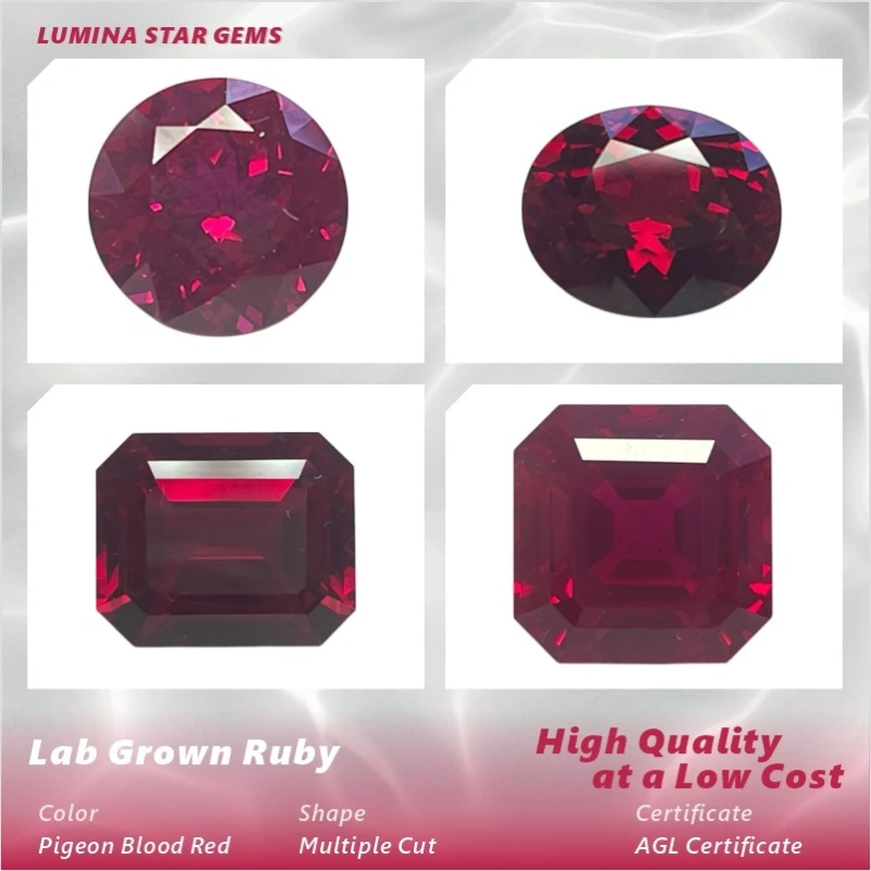

Pigeon Blood Red Lab Created Ruby Multiple Cut Options Premium Gem For Jewelry Setting Custom Design And Selectable Certificate