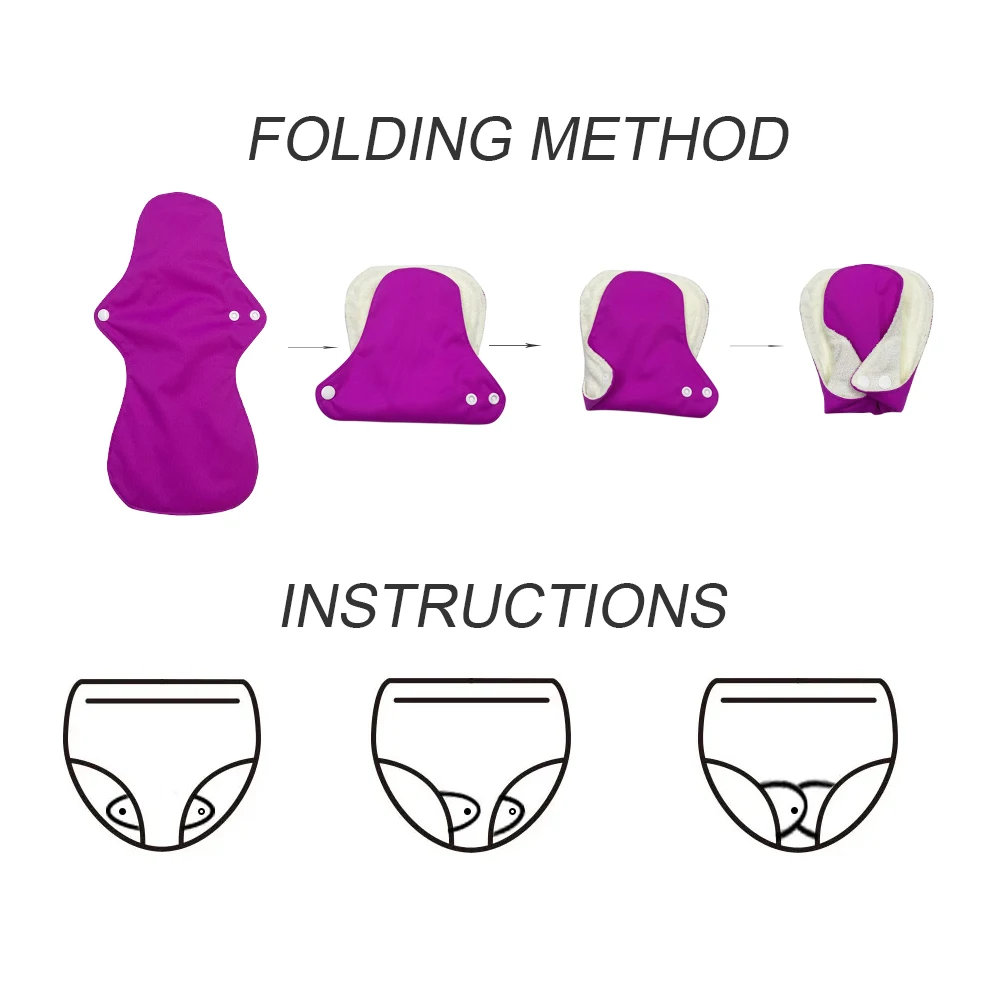 7 عبوات من الفوط الصحية القابلة للغسل وصديقة للبيئة وقابلة لإعادة الاستخدام مع أجنحة للفتيات والنساء والمراهقين - وسادات سراويل داخلية للفتيات ﻿