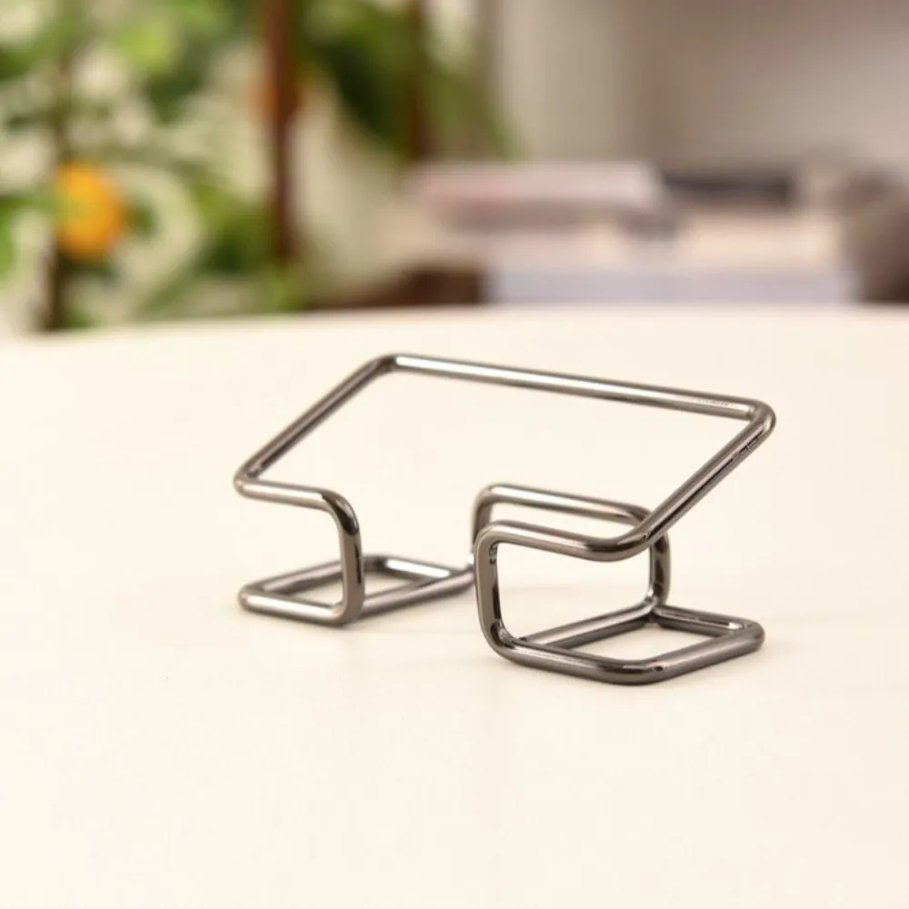 Metal Business Card Holder Rustproof Sturdy Name Card Stand Modern Style Space-saving Card Display Holder School