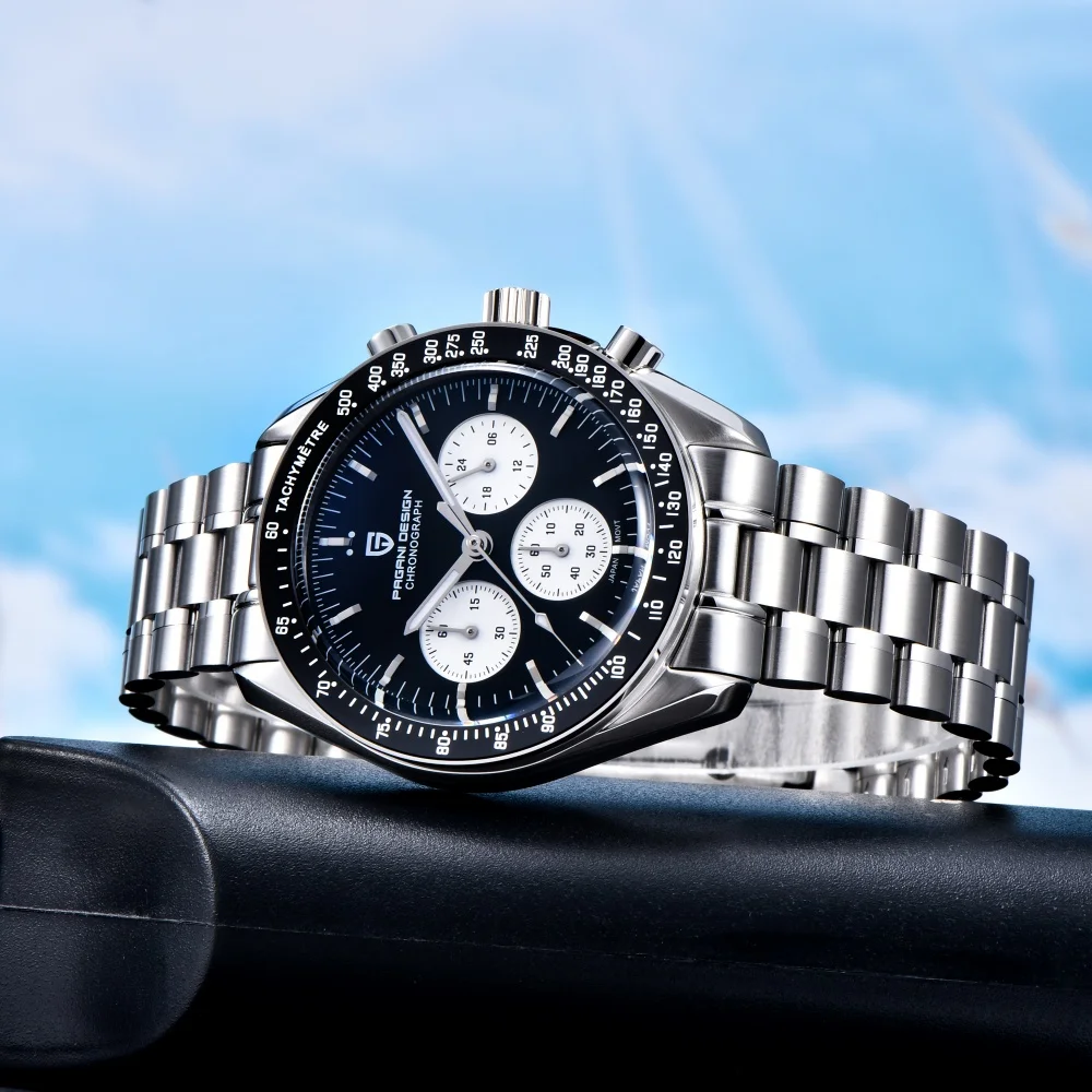 2026 PAGANI DESIGN Neue 500 Tachometer-Sport-Chronograph AR Saphir Japan Uhrwerk Luxus Herrenuhr 316L Vollstahl Leuchtende Herrenuhr