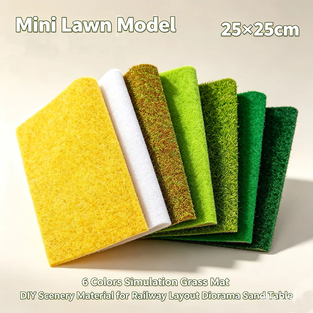 25*25CM Landscape Grass Mat/Turf Model kit Materials DIY Building Sand Table Garden Terrain Scenery Layout Lawn Diorama 3pcs
