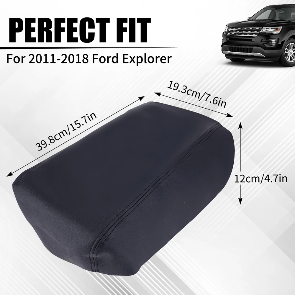 Center Console Gloves For 2011-2018 Ford Explorer Black Leather Center Console Lid Armrest Cover