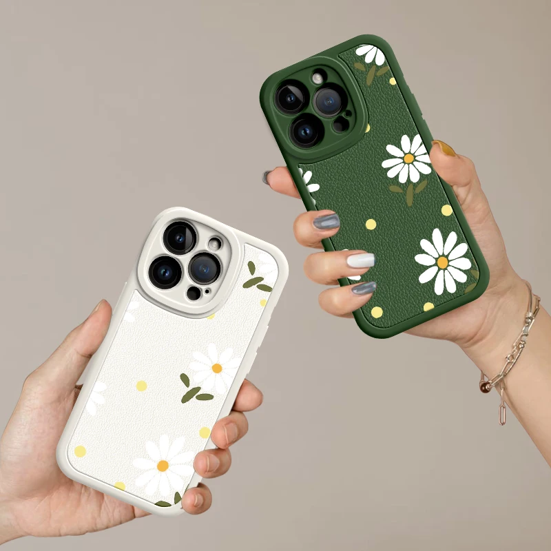 Flower Case for iPhone 15 14 13 12 11 Pro Max Plus 13 Mini X XR XS MAX 8 7  Fashion Beauty Leather Soft  Patten Protect Cases