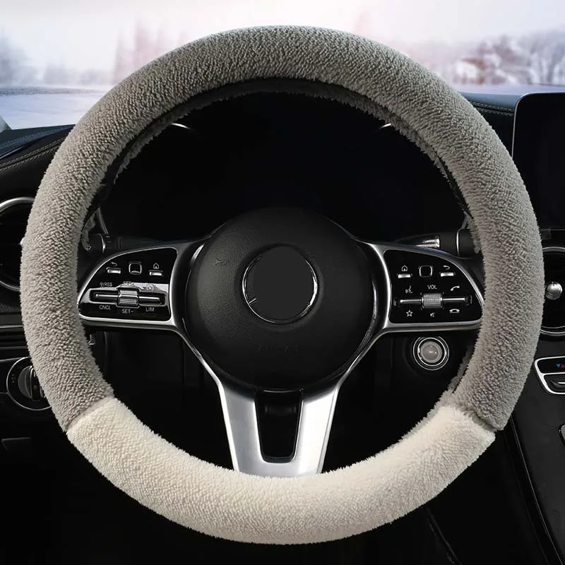 Lamb Wool Material Comfortable and Warm Universal car steering wheel cover Fashion and Soft Auto Accessories 38cm