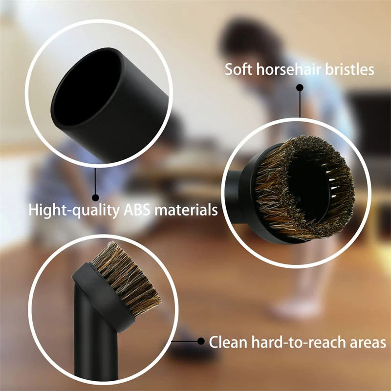 Long Horse Horsehair Bristle Round Dust Brush Vacuum Cleaner Converter Adapter Replace Adapters Clean Brushes 2024 New