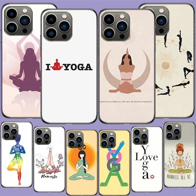 Hot Sell Yoga Namaste Phone Case For Apple Iphone 16 13 Pro Max Coque 15 14 Plus Clear 12 Mini 11 Pro Cover Cute Fundas Silicone