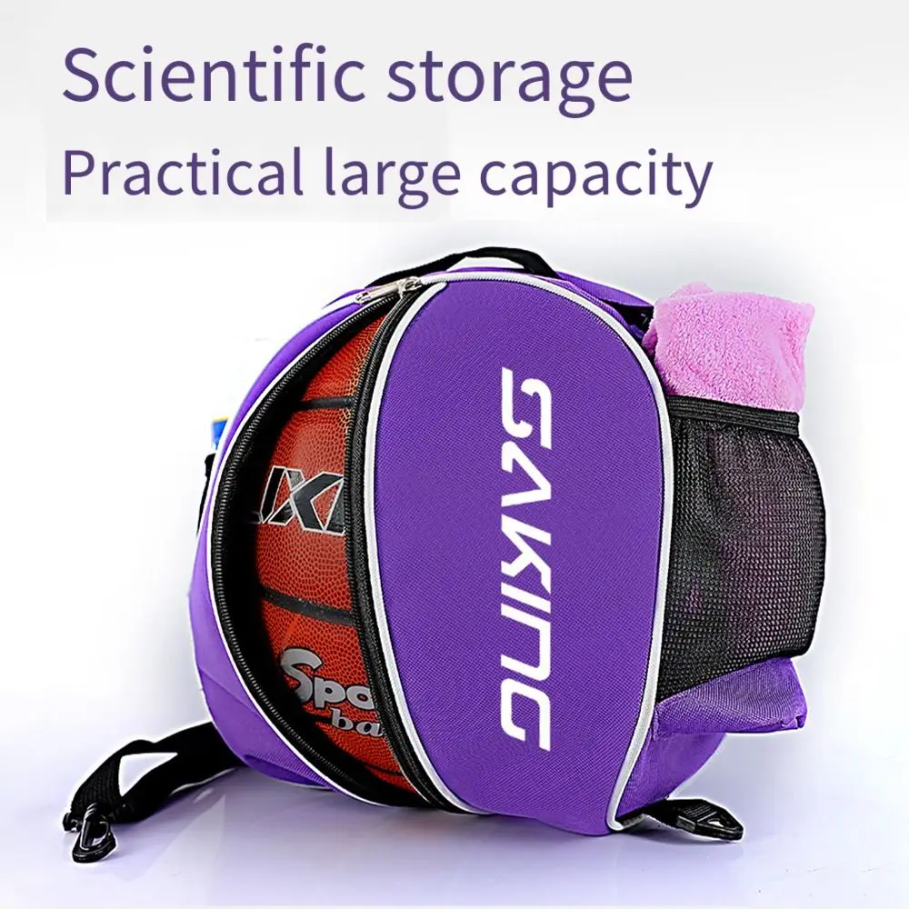 Round Basketball Storage Backpack Multifunctional Detachable Straps Sport Shoulder Bags Elastic with Zipper