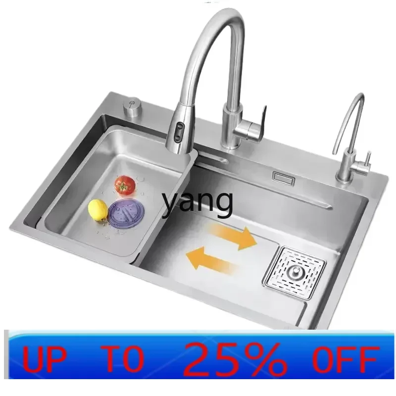 YJQ Thickened Brushed SUS304 Stainless Steel Sink Large Single Groove Undercounter Mesa Basin