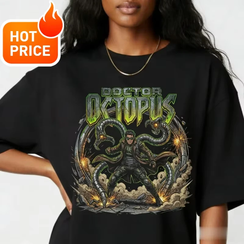 

2026 New Year Hot Sale Octopus Doctor Marvel Men's Retro Super Large Casual Men's Short Sleeved T-shirt