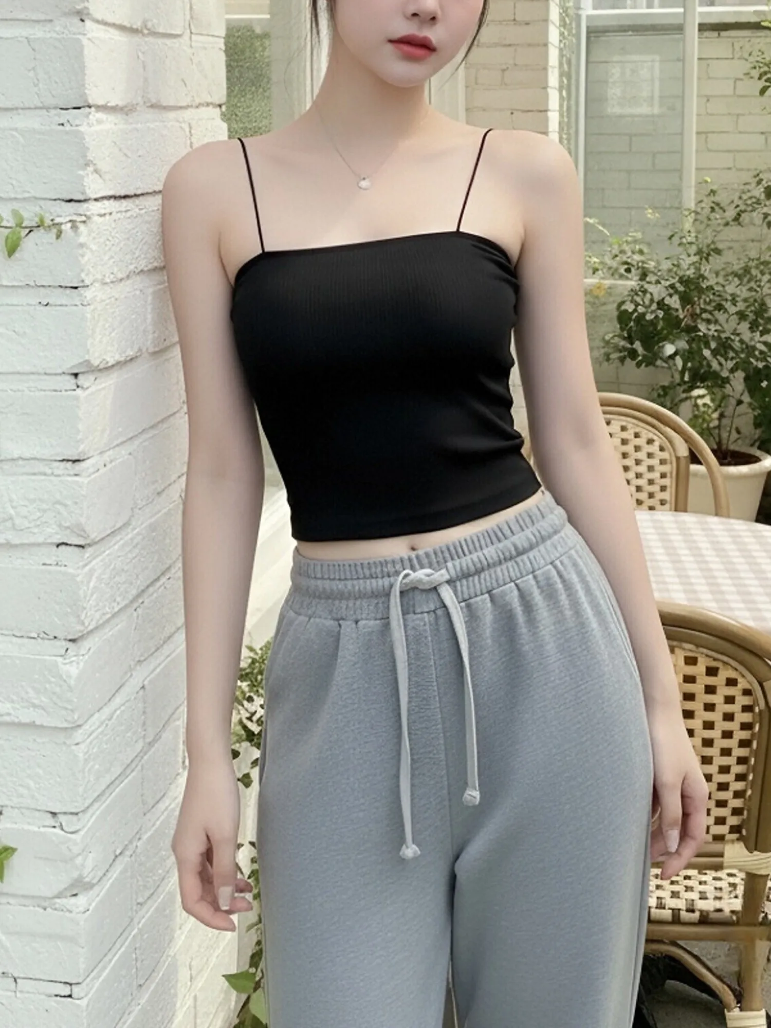 

Женский топ из чистого хлопка, облегающий, с подкладкой для груди, без необходимости использования бюстгальтера, дышащий, комфортный.