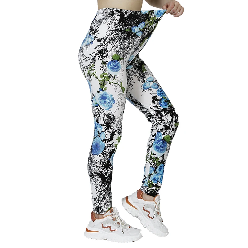 PD159 Fitness Leggings, Sports Leggings, WOMEN\'S Orchid Printed Fitness Sportswear, Elastic Waist Leggings, Leg Training Pants