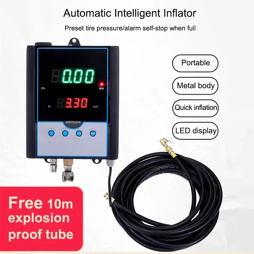 Automobile tire store fully automatic tire inflator, vertical wall mounted digital display gas dispenser, air pump