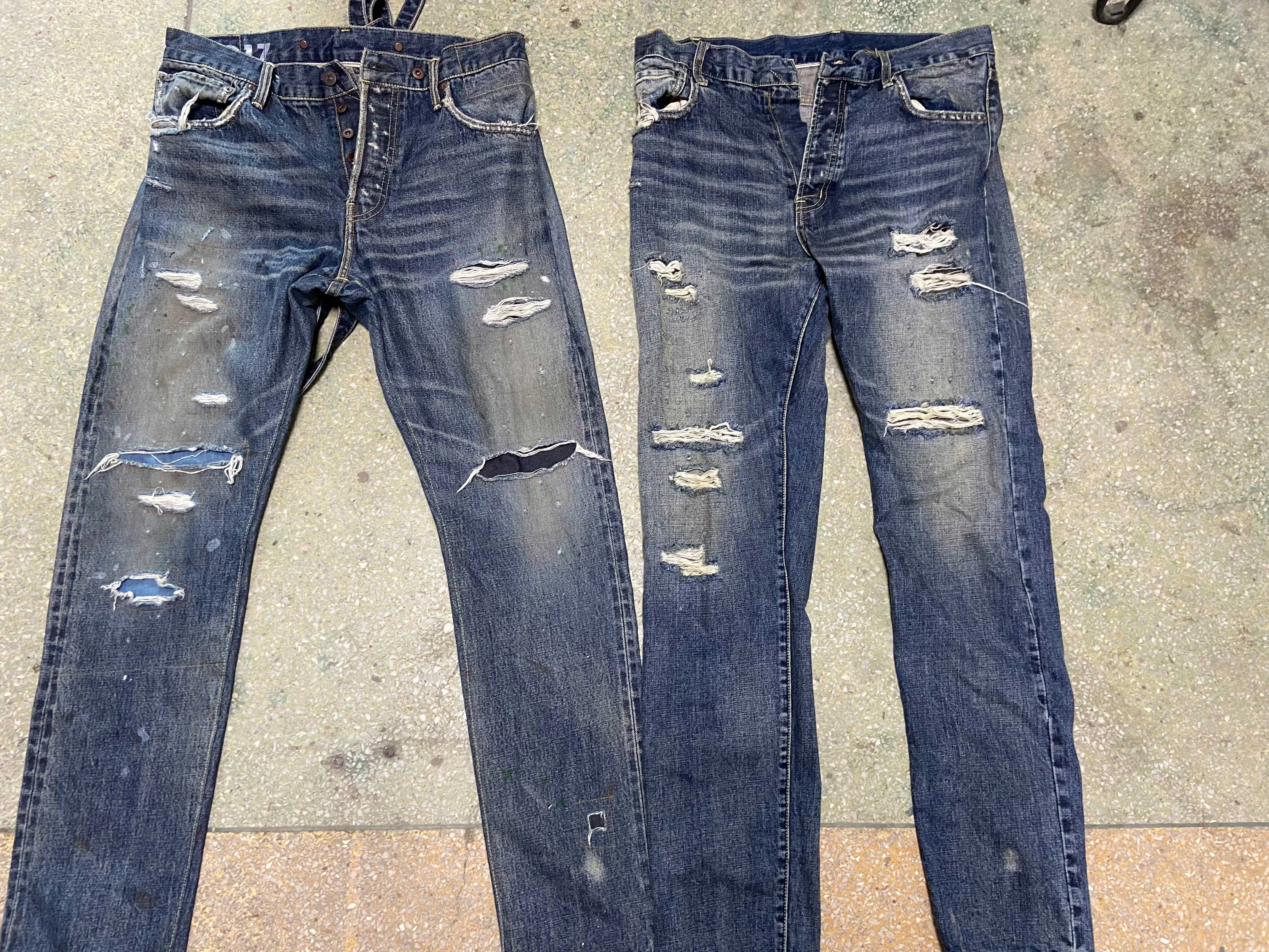 VISVIM 20SS SOCIALSCULPTURE 15DAMAGED-17D17 Strap Jeans - AliExpress