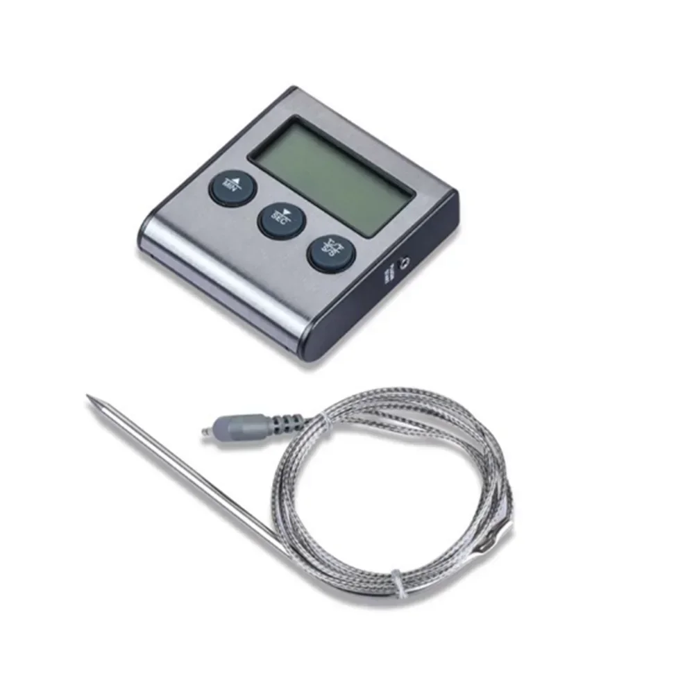 Digital BBQ Meat Food Cooking Stainless Steel Thermometer & Kitchen Timer 2 In 1 Loud Audible Alarm 32 482 switch