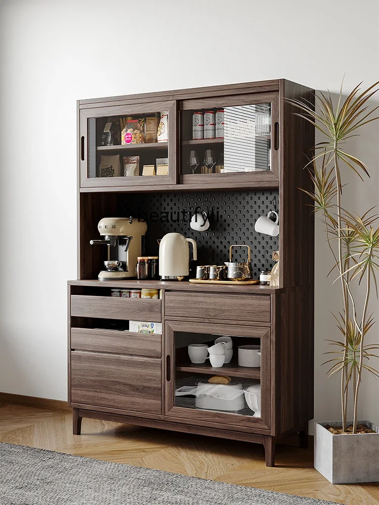 

zxqModern Light Luxury Simple North American Black Walnut Minimalist Light Luxury Sideboard Cabinet Restaurant Locker Combinatio