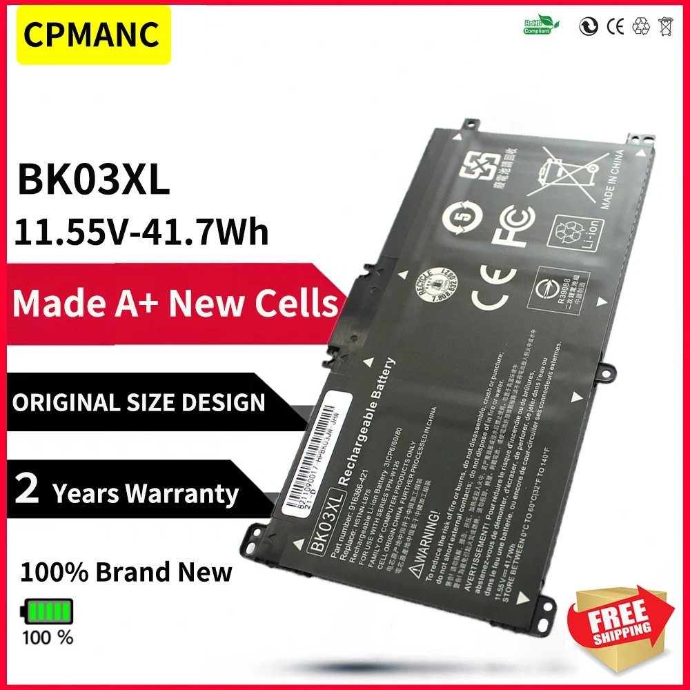 CPMANC-batería BK03XL para ordenador portátil HP Pavilion 14-BA001ns X360 14 14m 14-BA000 HSTNN-LB7S HSTNN-UB7G 916366-541