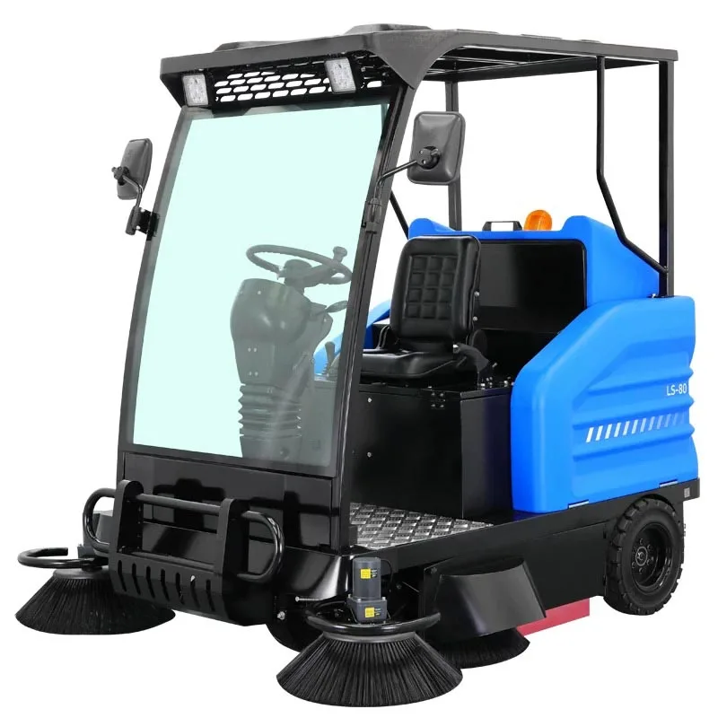 Semi Enclosed Cabin Ride-on Floor Sweeper Outdoor Pavement Cleaner Parking Lot Road Cleaning Sweeping Vehicle(Customized) 2