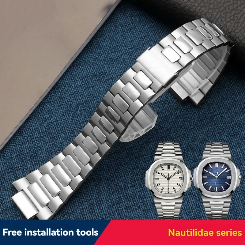 파텍필립 노틸러스 5711/5726 시계줄 – 고급 스테인리스 스틸 스트랩, 볼록한 럭셔리 팔찌, 고급 시계 액세서리