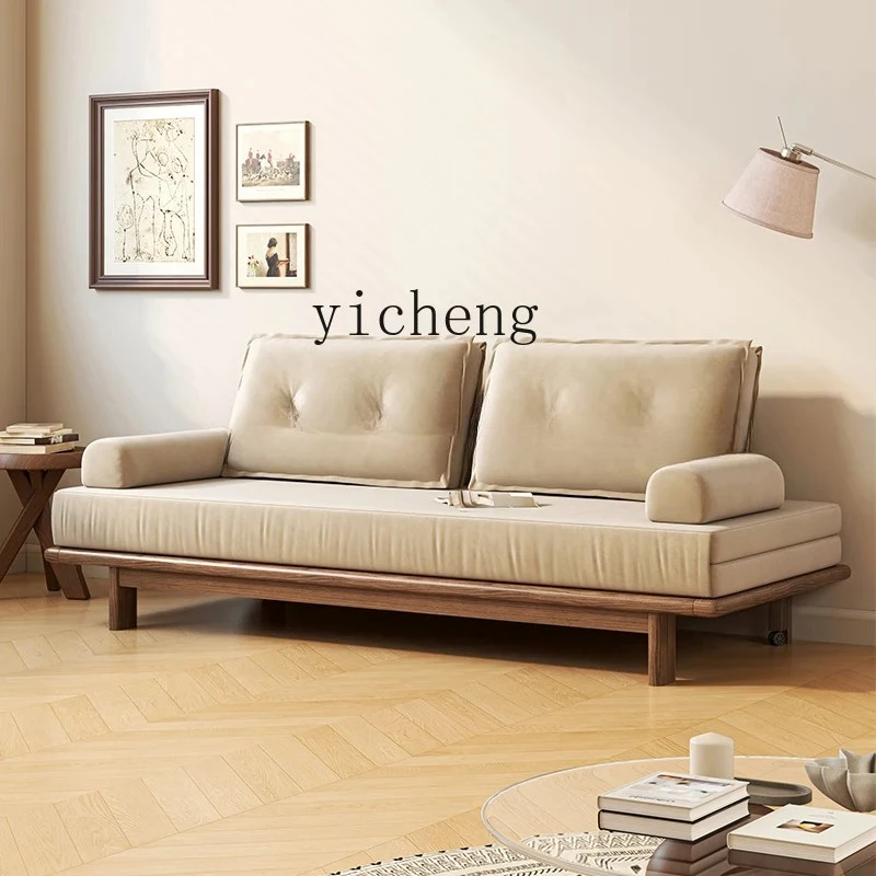 SA-2 solid wood sofa bed dual-purpose multi-functional small apartment living room simple cat scratching fabric retractable bed