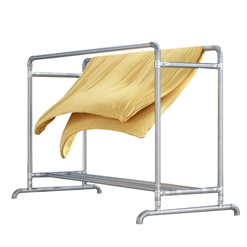 Floor-to-ceiling simple steel pipe drying rack, living room double pole drying rod, household balcony hanging rack drying quilt 5