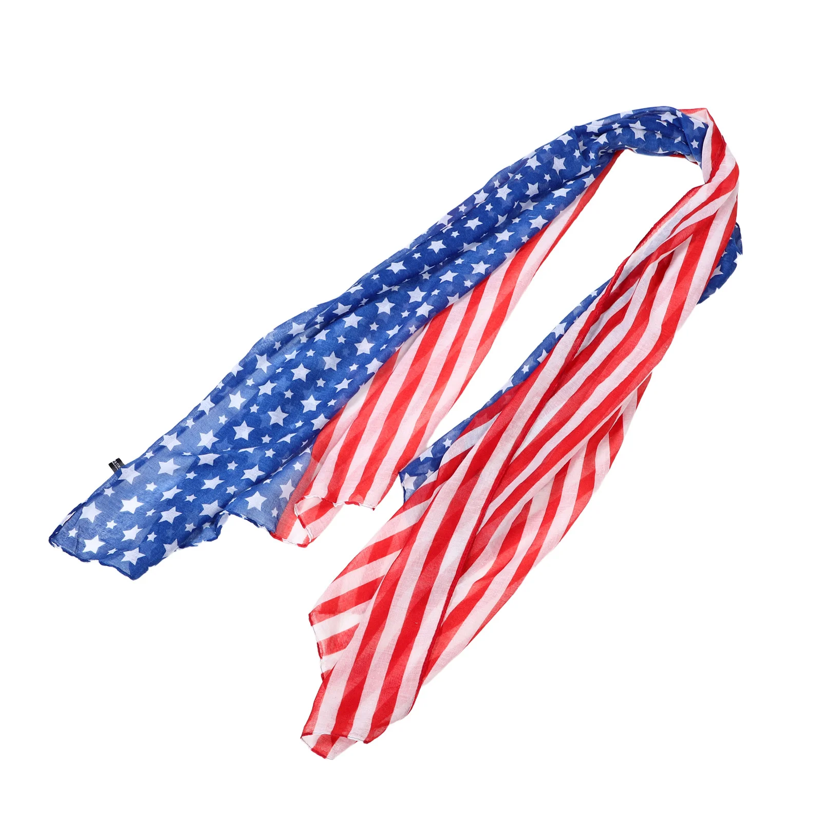 American Flag Yarn Scarf Star Stripe Print Soft Comfortable Fashionable Patriotic Celebrations Women Fall Spring