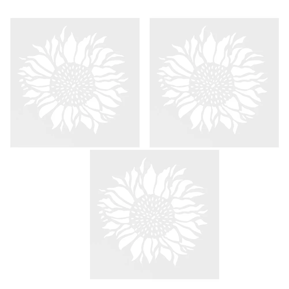 3 Pcs Sunflower Hollowed Painting Stencil Template Tile Stencils Graffiti Mandala Dot
