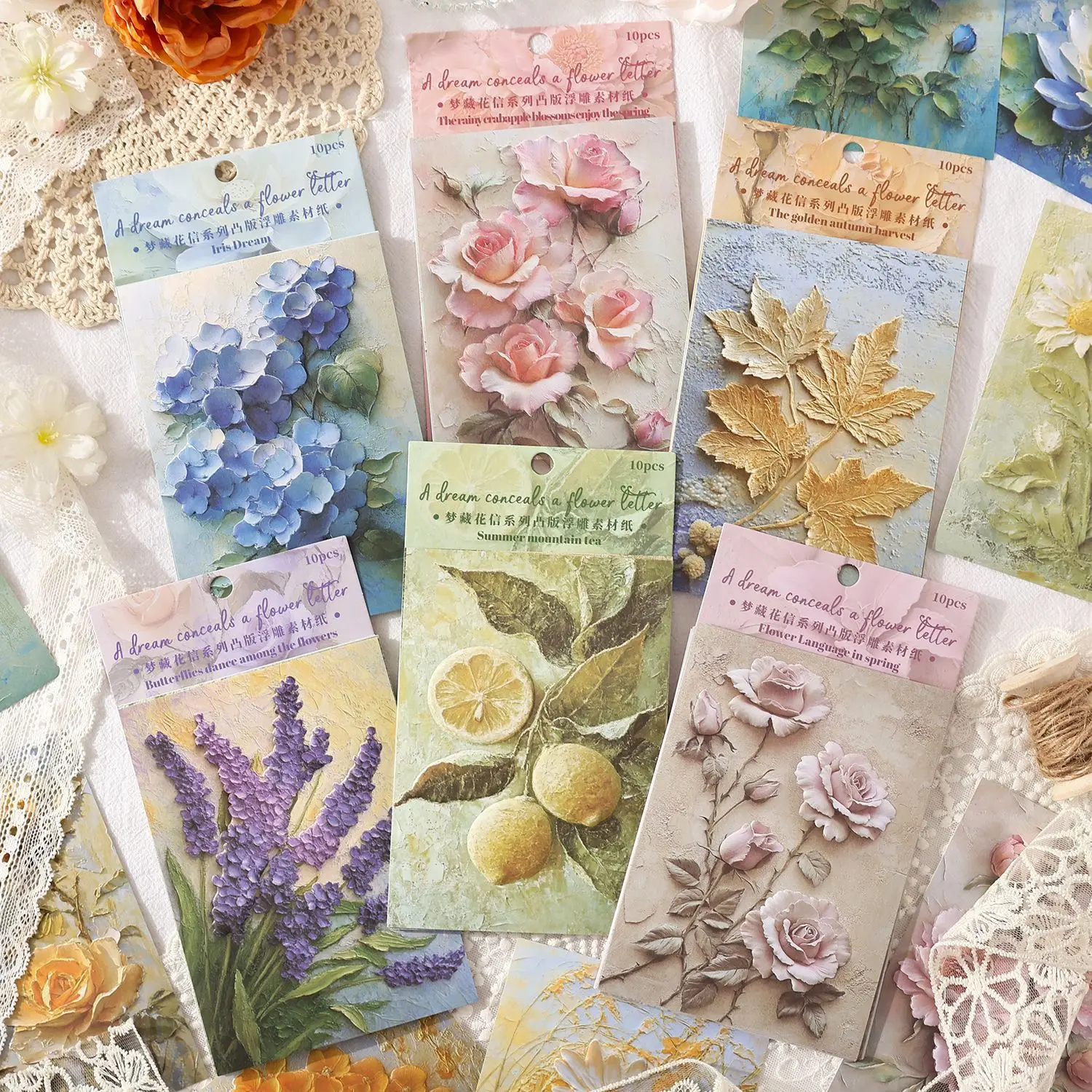 10pcs/lot Memo Pads Material Paper Dream Hidden Flower Letter Junk Journal diary Scrapbooking Cards Background Decoration Paper