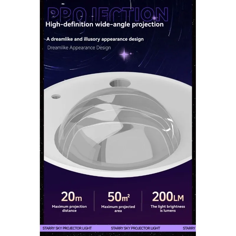 A63K-Starry Sky Projector Lamp Featuring Built-In Bluetooth Speaker, USB Rechargeable Design, And Integrated Music Functionality
