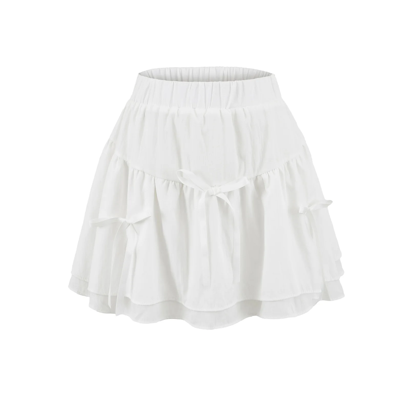 falda Pada de Cintura Alta Estilo Coreano, Falda de Pastel para Mujer, Falda Corta Tipo A Anti-Transparencia con Lazo ...