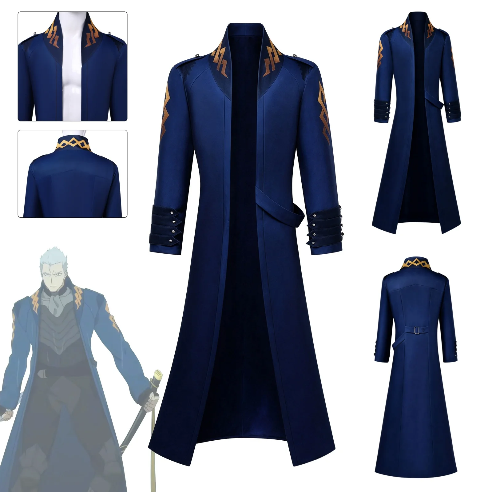 Game Vergil Long Windbreaker Cosplay Costume Nelo Angelo Comic Convention Stage Costume Christmas Halloween Party Clothing