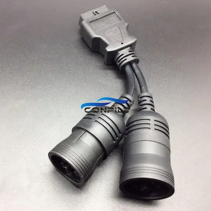 Heavy truck diagnostic line 6+9pin (J1708+J1939)  OBD adapter cable for Cummins Y  to OBD2 16pin female