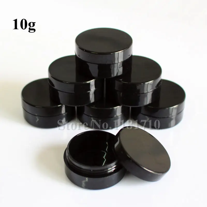 100pcs/lot 1g 2g 3g 5g 10g 20g Black Plastic Jar Mini Round Cream Jars Refillable Cosmetic Bottle Make Up Sample Container Empty