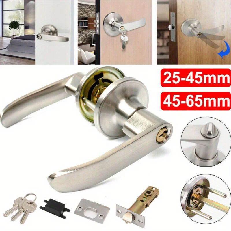 Door Handle Lock Round Entry Security Privacy Sliding Front Doors Entrance Keyed Locks for Bedroom Living Room Household