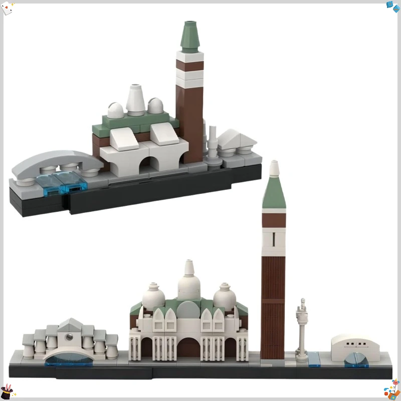 

MOC креативная городская архитектура, сцена венеции, ориентир, строительный блок, модель, детские игрушки-головоломки, подарок на день рождения, орнамент