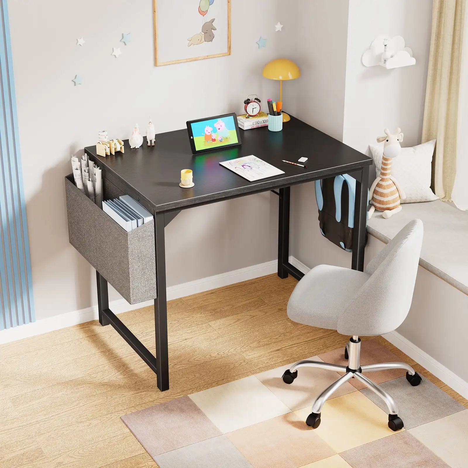 40 Inch Computer Desk, Simple Office Desk Table for Gaming or Home Office, Writing Desk for Small Space, Black